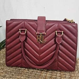Ralph Lauren Red Satchel with Gold Accents